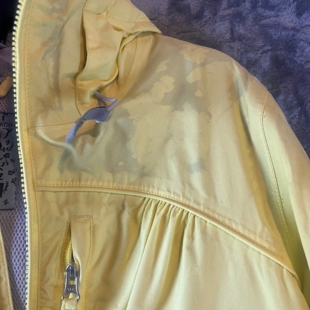 Nike Snowboarding Jacket Womens Large Yellow Hooded Full Zip Ski Coat 336773-774